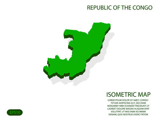 Green isometric map of Republic of the Congo elements white background for concept map easy to edit and customize. eps 10