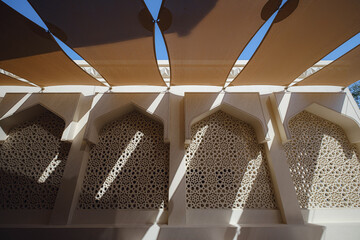 Travel destinations and heritage village of old Dubai. Arab Street in the old part of Dubai. Al...