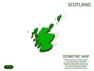 Green isometric map of Scotland elements white background for concept map easy to edit and customize. eps 10