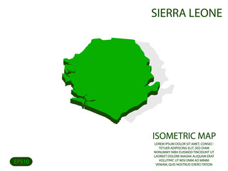 Green isometric map of Sierra Leone elements white background for concept map easy to edit and customize. eps 10