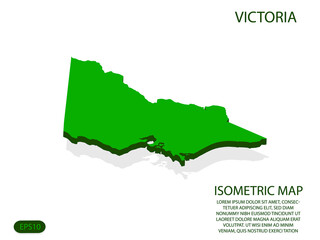 Green isometric map of Victoria elements white background for concept map easy to edit and customize. eps 10