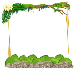 Square frame with tropical green leaves