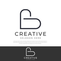 Vector logo B heart shaped line style design Premium luxury corporate logotype design.symbol,icon,business logo