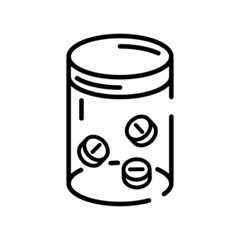 Pills flat icon. Vitamin pictogram for web. Line stroke. Isolated on white background. Vector eps10. Medicine preparat for health