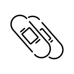 Medical plaster flat icon. Pictogram for web. Line stroke. Isolated on white background. Vector eps10. Preparats for health