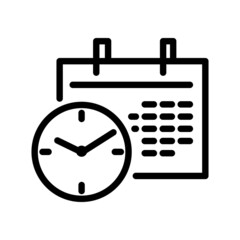 Time icon. Clock pictogram. Fast time delivery symbol for web. Line stroke. Isolated on white background. Vector eps10