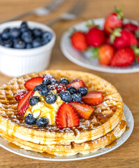 Waffles with Berries and Cream