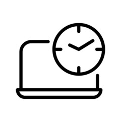Time icon in device screen. Clock pictogram. Flat symbol for web. Line stroke. Isolated on white background. Vector eps10