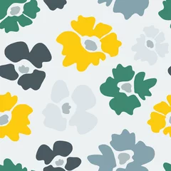 Zelfklevend Fotobehang Abstract Cute Hand Drawing Retro Flowers Seamless Vector Pattern Isolated Background  © Didem
