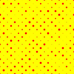 Pop art, red yellow comic effect background. Random dots, dotted, circles pattern, texture element. 1960s, 1970s Andy Warhole, Roy Lichtenstein art style backdrop