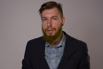 Obraz premium business man in jacket posing fashion professional