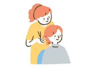 髪をカットする美容師_色