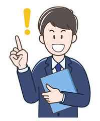 ファイルを持つ若いビジネスマンのイラスト