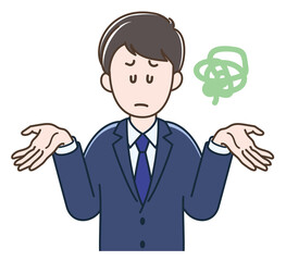 手を広げてがっかりする若いビジネスマンのイラスト