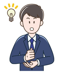 何かひらめいた若いビジネスマンのイラスト