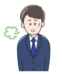 ため息をついて困る若いビジネスマンのイラスト