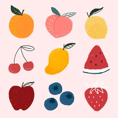 Fotobehang Cute hand drawn fruit set vector © Rawpixel.com