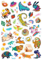 Cartoon animals and nature elements big bundle set - 470070057