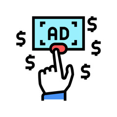pay per click color icon vector. pay per click sign. isolated symbol illustration