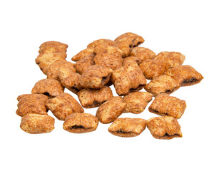 Chocolate cereal pillows pads isolated on the white background