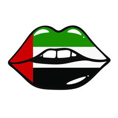 The flag of United Arab Emirates on the lips. Vector illustration national flag to Independence Day on the lips of United Arab Emirates. 