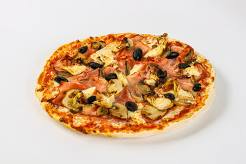 Pizza with artichoke and sausages