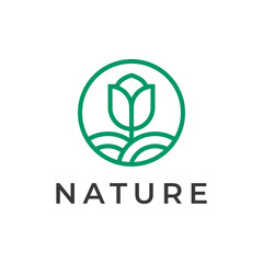 Minimalist nature logo with lotus flower