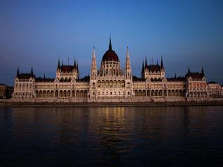 Hungarian Parliament Building in the evening