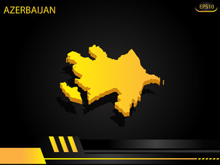 isometric map yellow of Azerbaijan on background yellow black frame design innovation concept. for text and message artwork design.Vector Illustration.