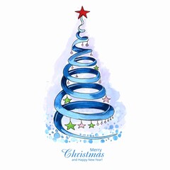 Merry christmas tree card celebration holiday background