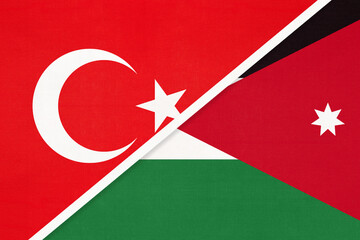 Turkey and Jordan, symbol of country. Turkish vs Jordanian national flag
