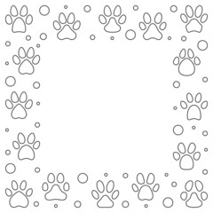 Square Frame made of Pet Paw Prints - vector illustration