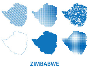 Fototapeta na wymiar Republic of Zimbabwe - vector set of silhouettes in different patterns
