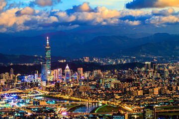 Night view of Taipei city with nice color, Taiwan