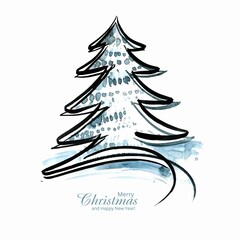 Beautiful artistic christmas line tree card design