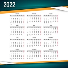 .Beautiful wave style 2022 new year calendar design