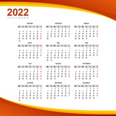 .Beautiful wave style 2022 new year calendar design