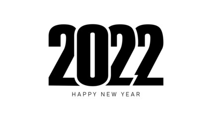 Happy New Year 2022 text design. for Calendar, Brochure design template, card, banner. Vector illustration. Isolated on white background.