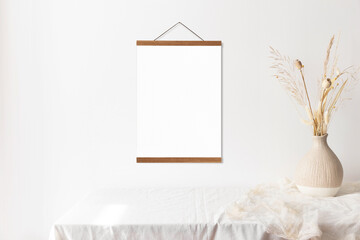 Poster hanger 3x4 mockup with beige vase