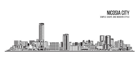 Obraz premium Cityscape Building Abstract Simple shape and modern style art Vector design - Nicosia city