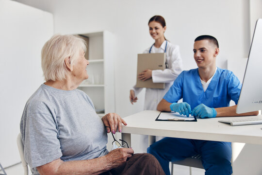 elderly woman communication with a doctor checkup