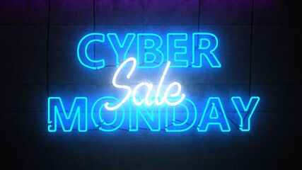 Fototapeta na wymiar Neon Sign Cyber Monday Sale