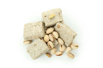 Halva with pistachio isolated on white background