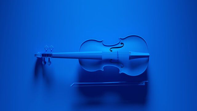 Blue Violin Traditional Musical Instrument with Vivid Blue Background 3d  illustration render Иллюстрация Stock | Adobe Stock