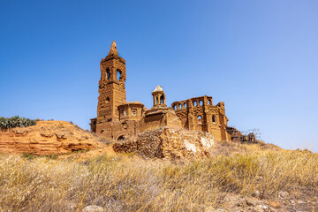 Iglesia de San Mart&iacute;n de Tours en Belchite, ruinas de la guerra civil en Zaragoza, Espa&ntilde;a