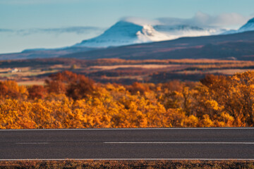 Isolated road on Autumn with blurred background