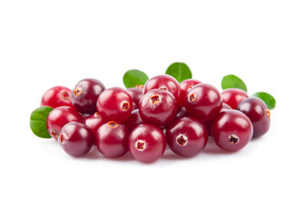 Sweet cranberries with leaves