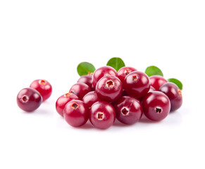 Sweet cranberries with leaves