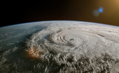Satellite image of a tropical storm - hurricane or cyclone or typhoon. Climate change concept....