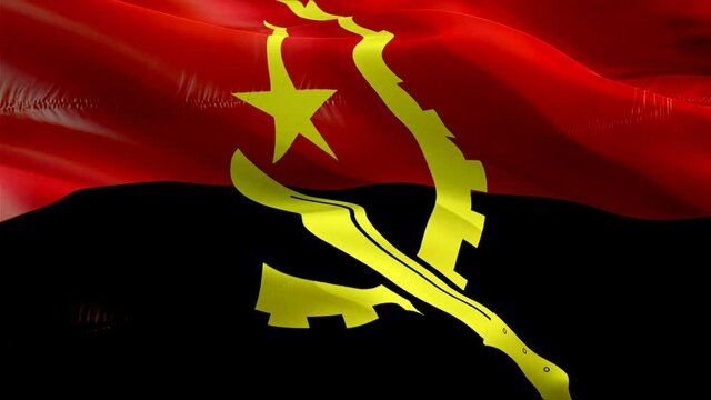 Angolan flag. National 3d Angola flag waving. Sign of Angolan seamless loop animation. Angola flag HD Background. Angolan flag Closeup 1080p Full HD video for presentation. Angolan flags Full HD for V